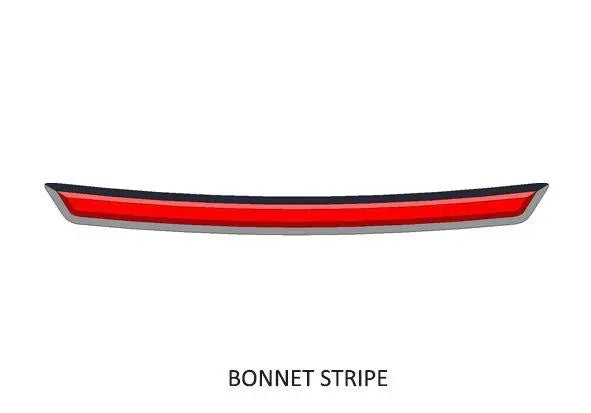 A red Auto-Trail motorhome bonnet stripe vinyl decal.