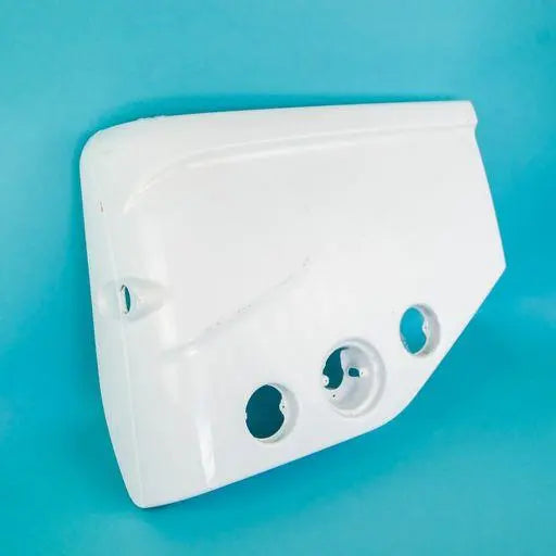 A white Sunlight motorhome offside rear bumper corner.