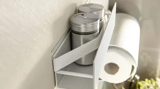 A silver Dethleffs motorhome spice rack.