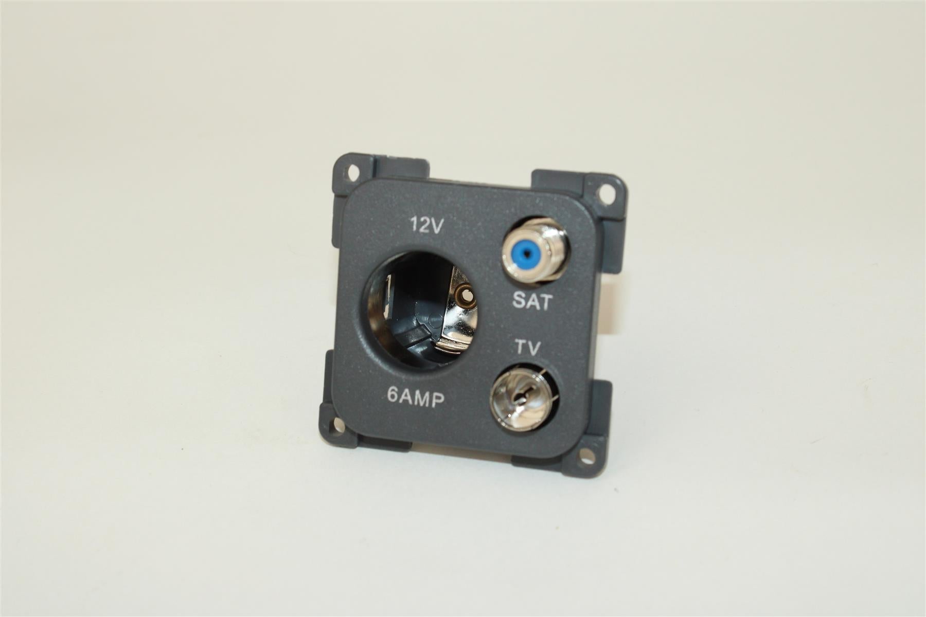 C-Line 12 Volt, TV and Satelite socket in Dark Grey