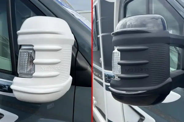 Milenco Mirror Protectors - Fits 2025 onwards Fiat Ducato, Peugeot Boxer, Citroen Relay with Long or Short Arm Mirrors. Black Milenco