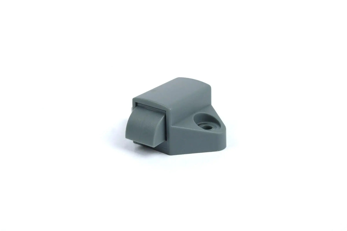 A grey Roller Team motorhome internal door catch.