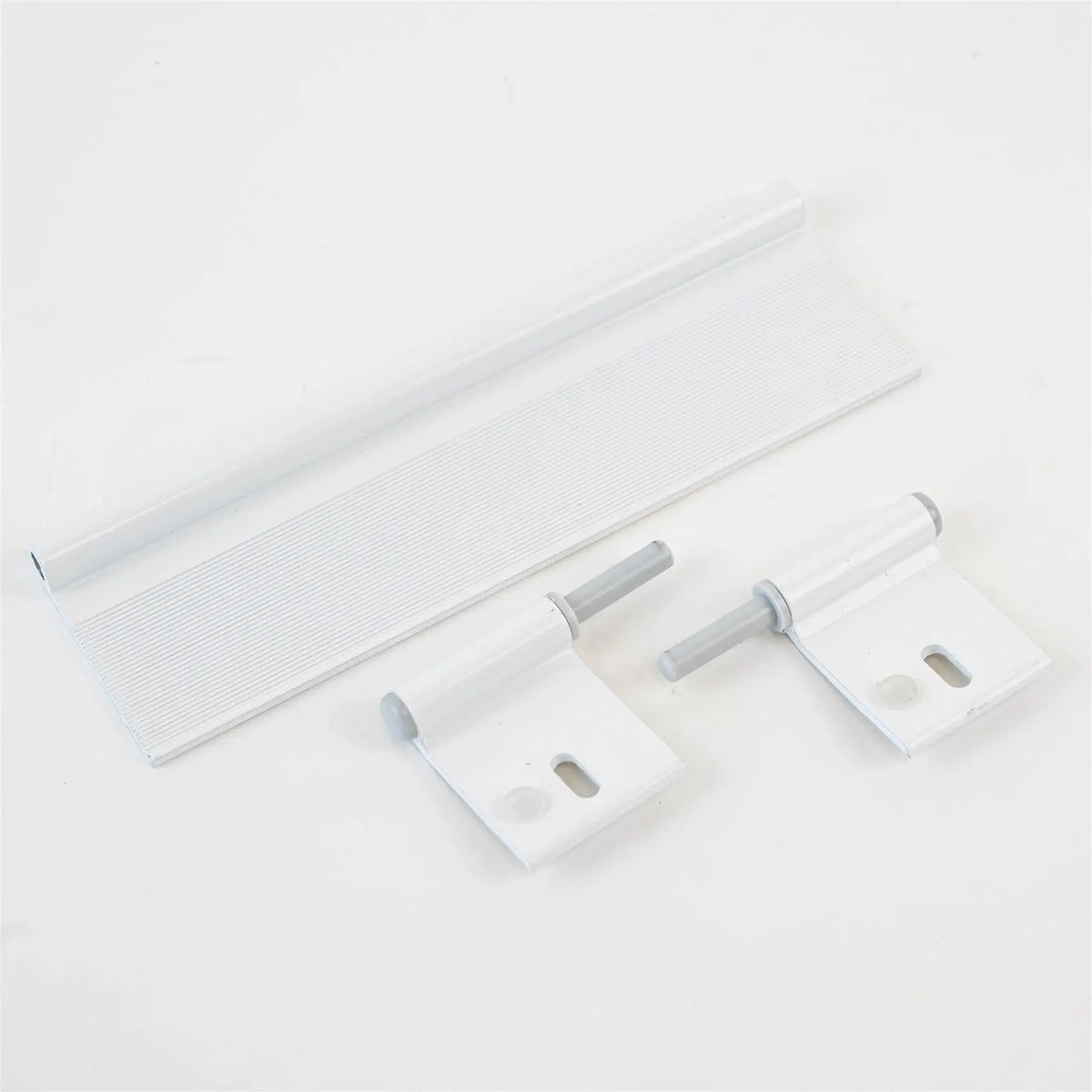 A white Roller Team motorhome garage door hinge.
