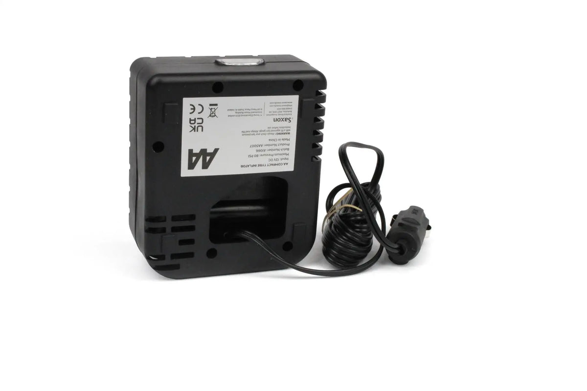 A black AA compact tyre inflator.
