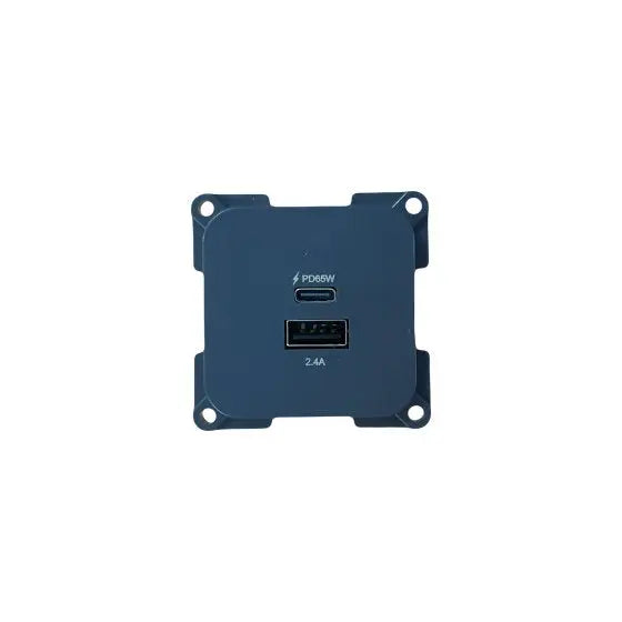 C-Line Twin USB Socket. USB-C PD & 65W USB-A. Grey C-Line