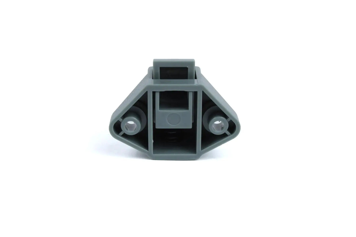 A grey Roller Team motorhome internal door catch.