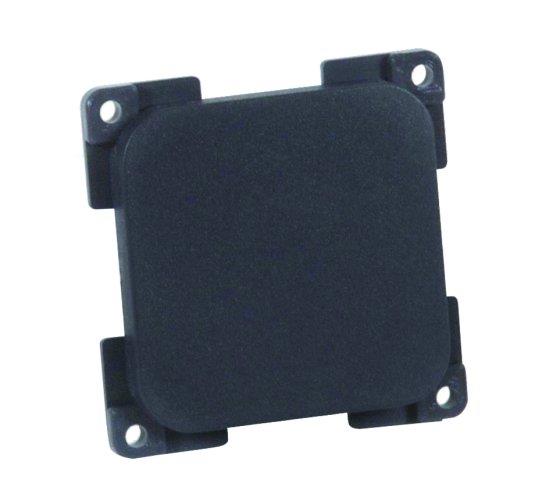 Black electrical plate on a white background
