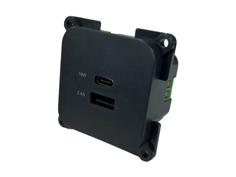 A sleek and practical dual-USB charging socket designed for modern leisure-vehicle or mobile electrical installations