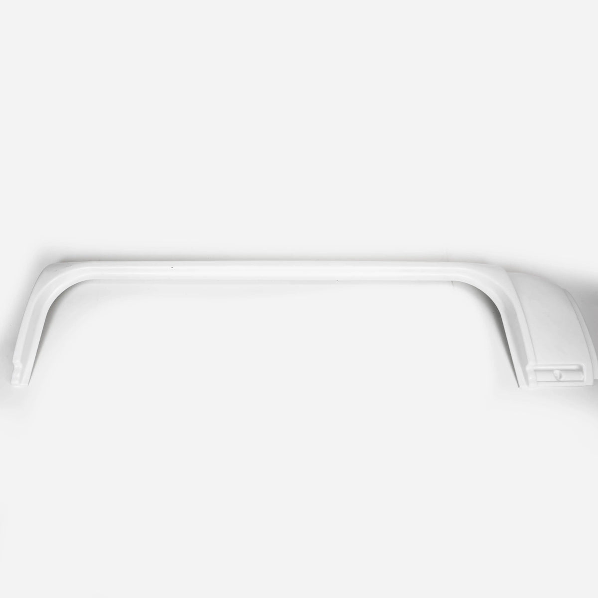 A white Dethleffs motorhome bow-shaped molding trim.