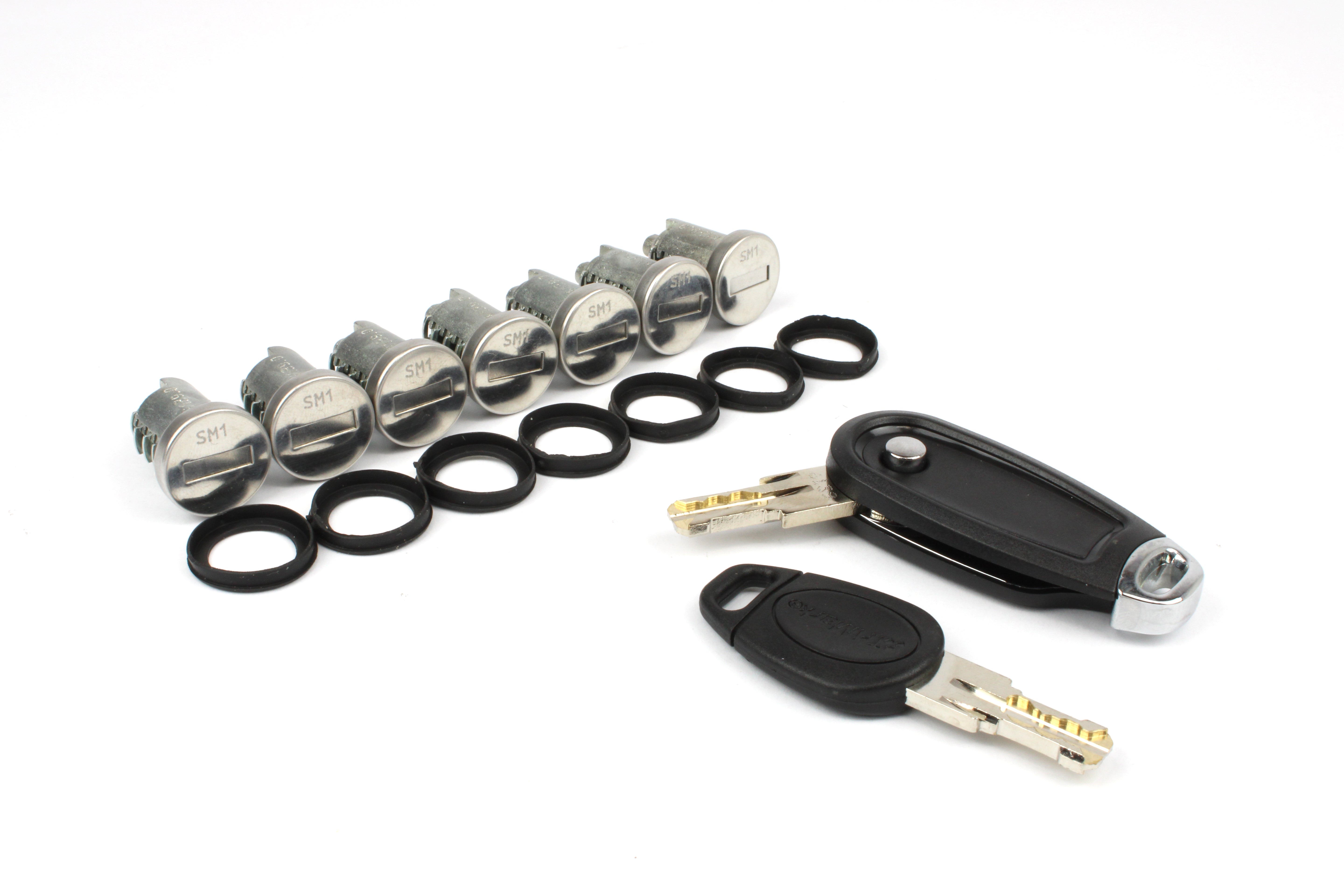 Barrel key set on white background