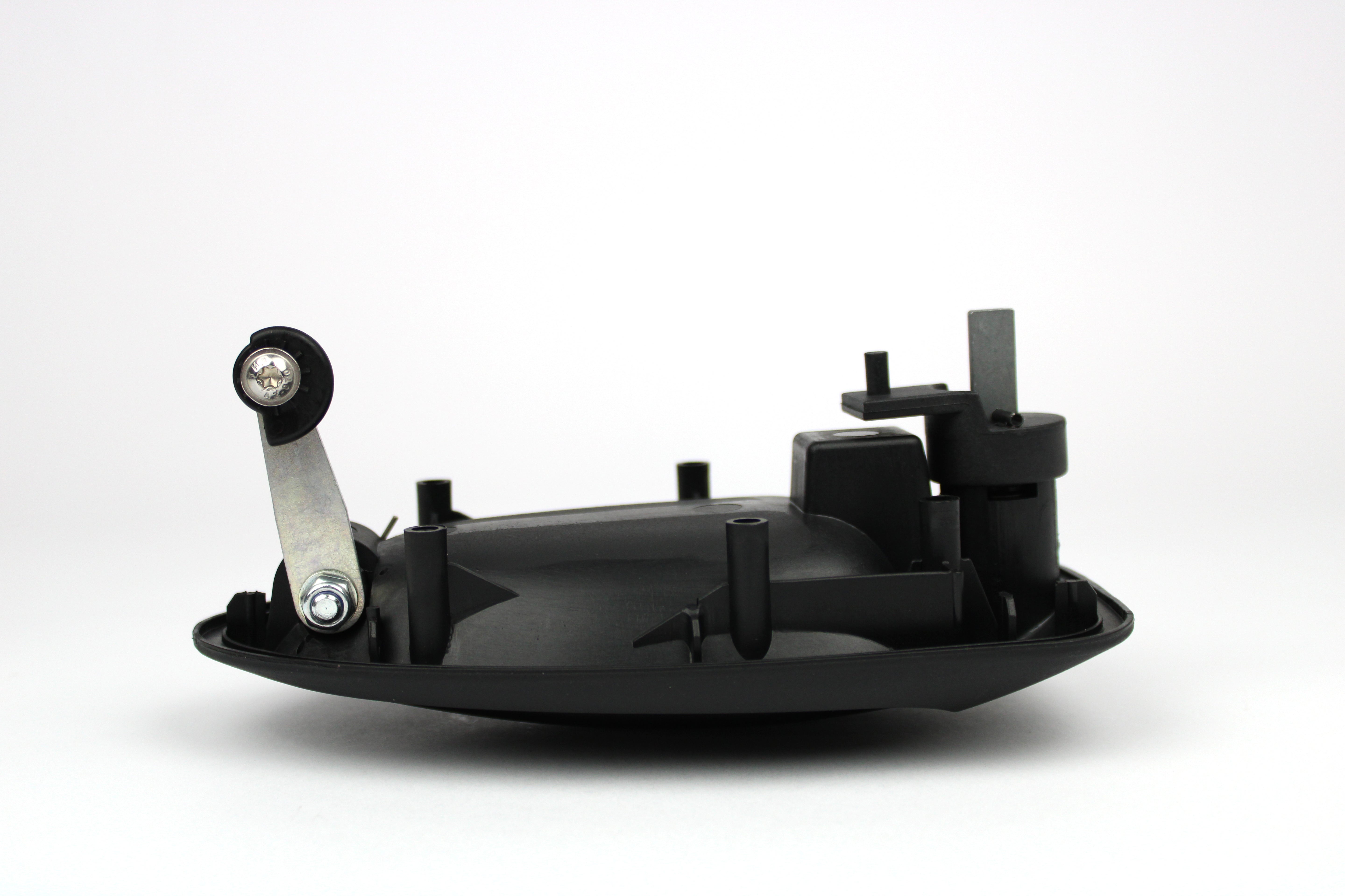 Black door handle on white background