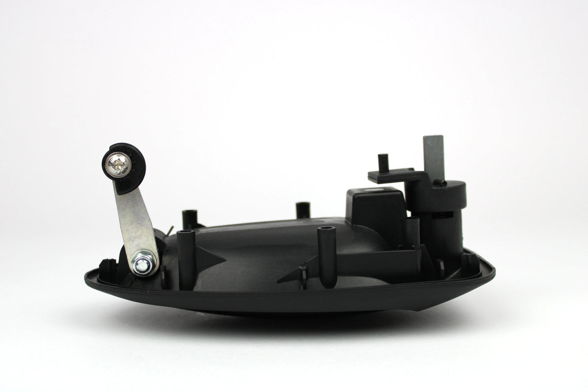 A black Dethleffs motorhome habitation door handle.