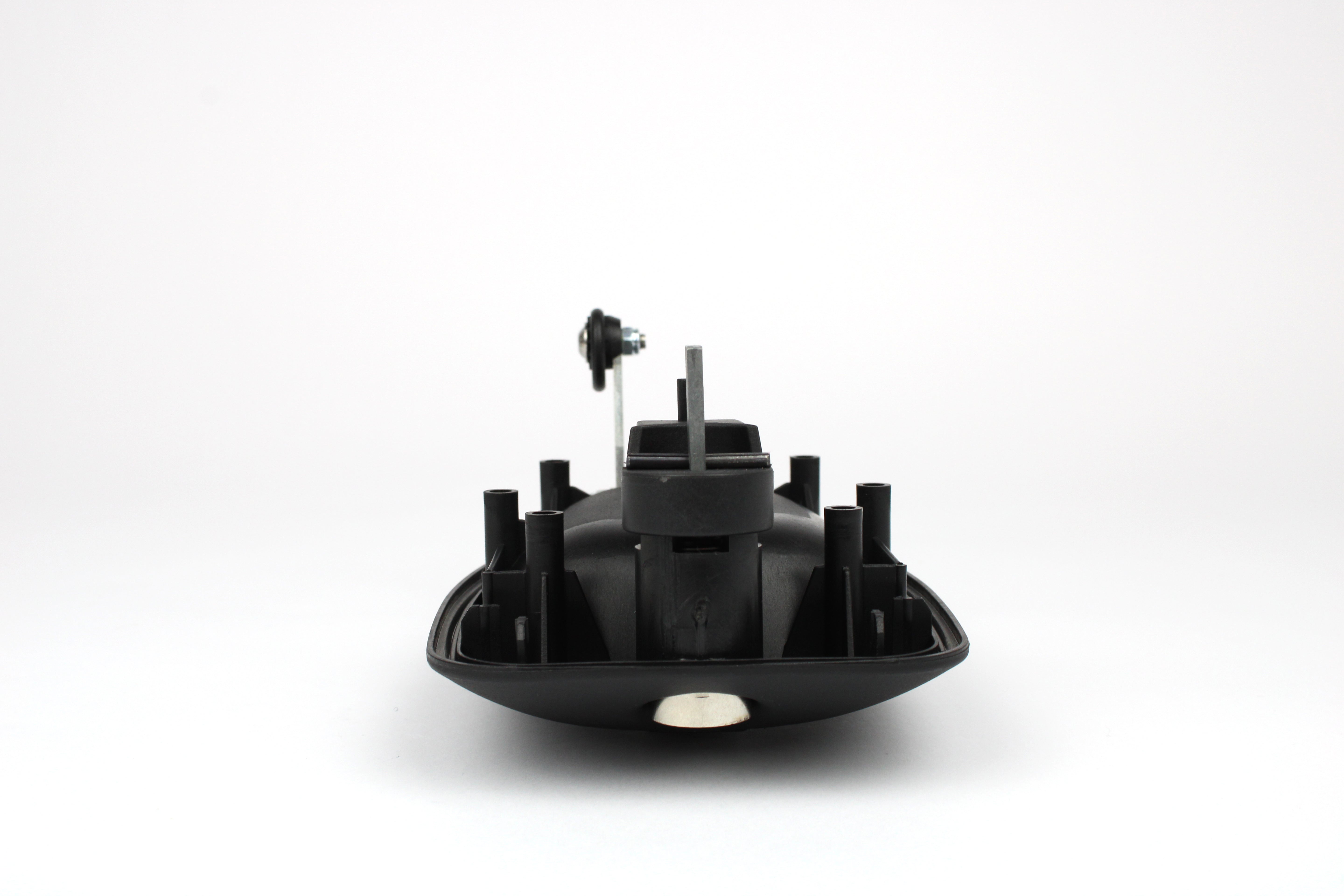 Black door handle on white background