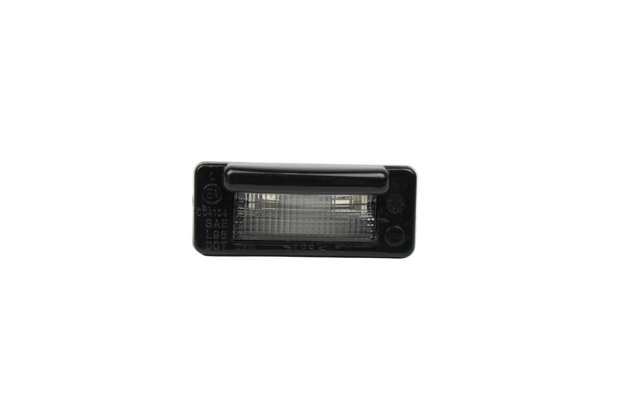 A black Roller Team motorhome number plate light.