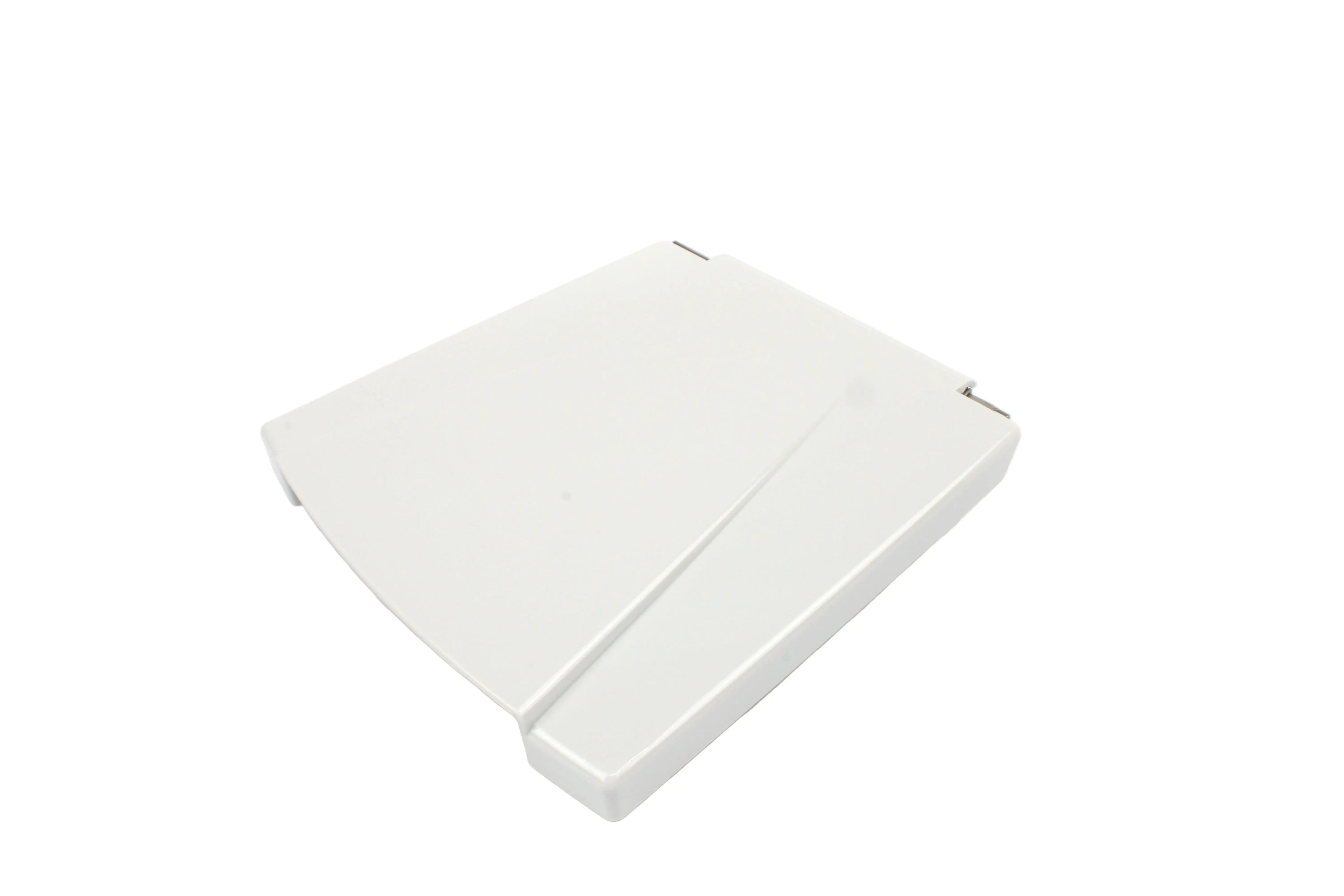 A white Dethleffs motorhome electrical inlet cover.