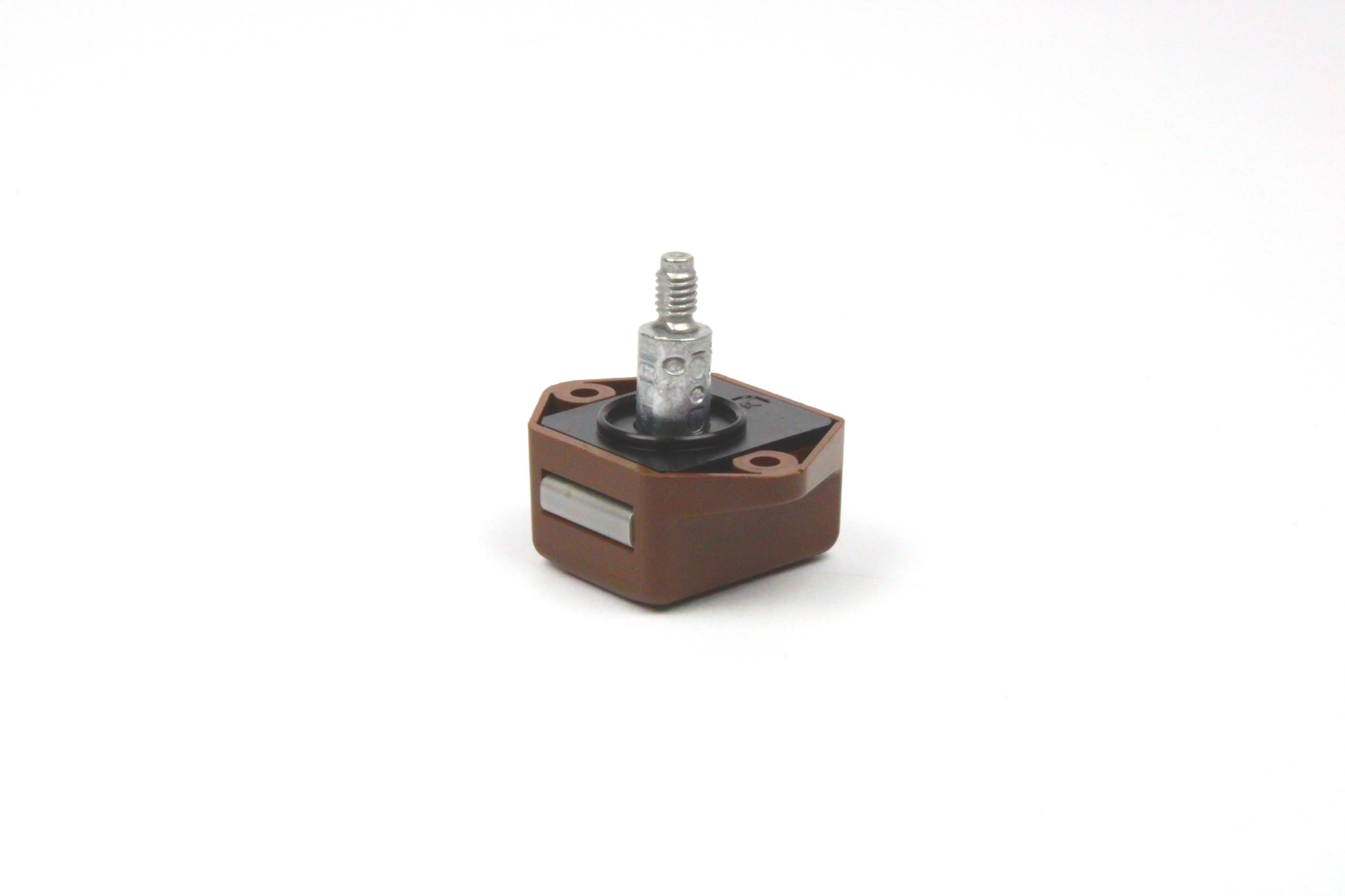 A brown Auto-Trail motorhome locker catch.