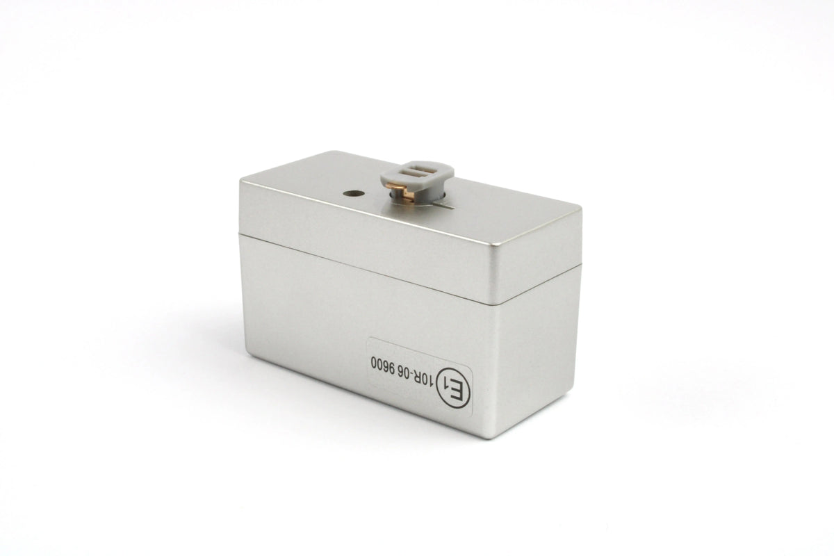 Metallic USB socket on a white background