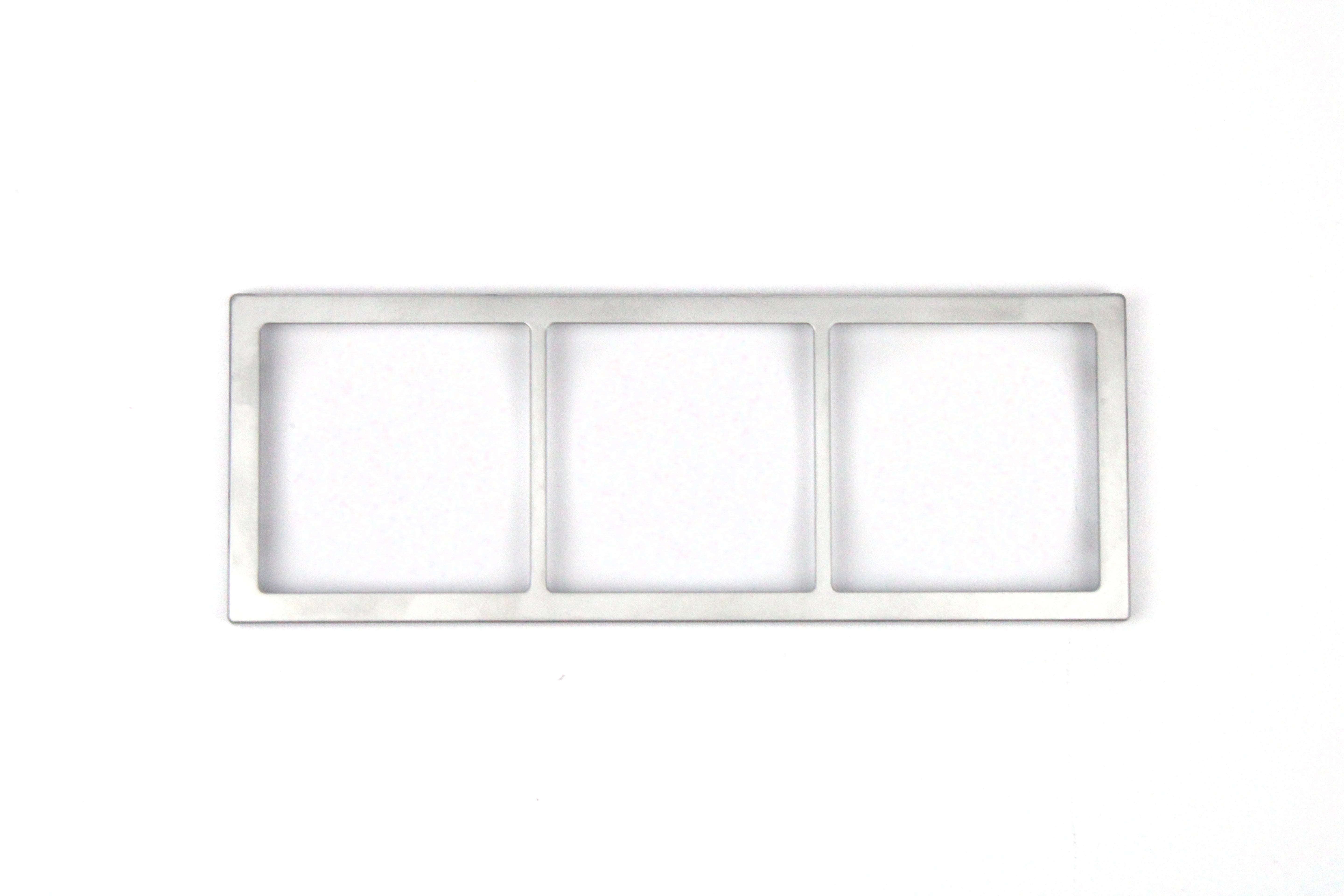 Chrome rectangular frame on white background