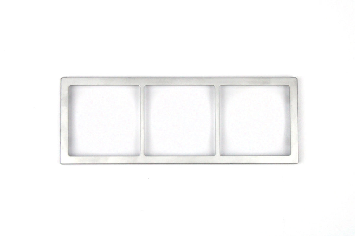 A chrome Dethleffs motorhome three-way faceplate.