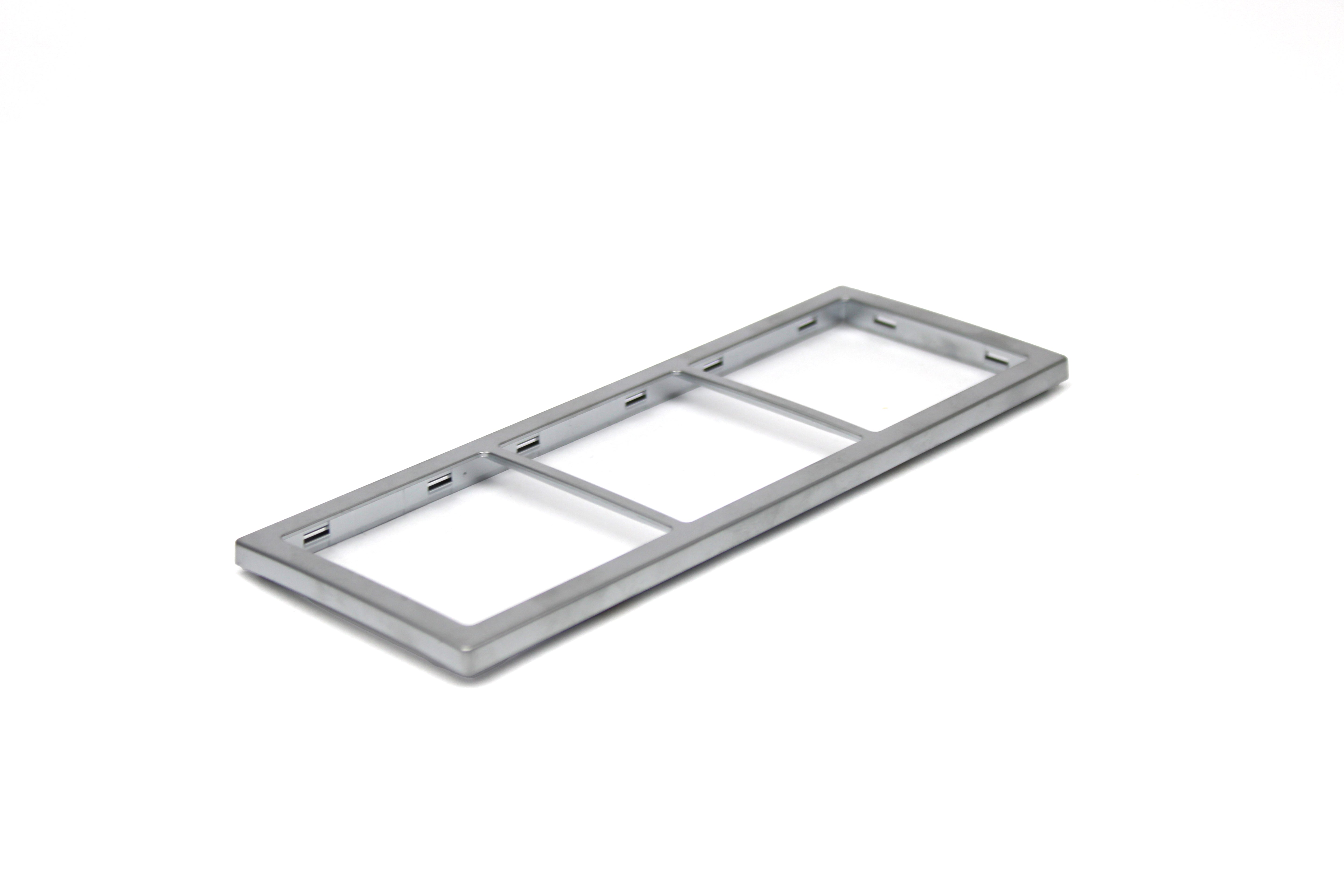 Chrome rectangular frame on white background