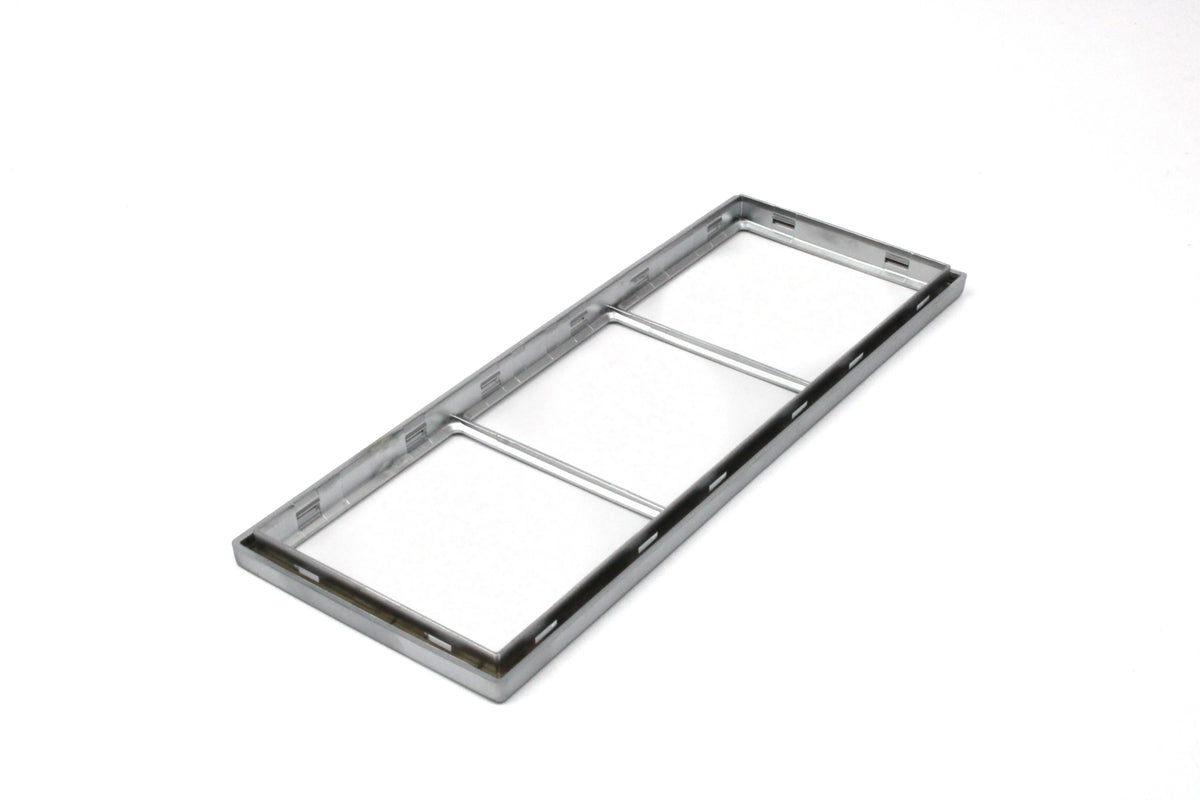 A chrome Dethleffs motorhome three-way faceplate.