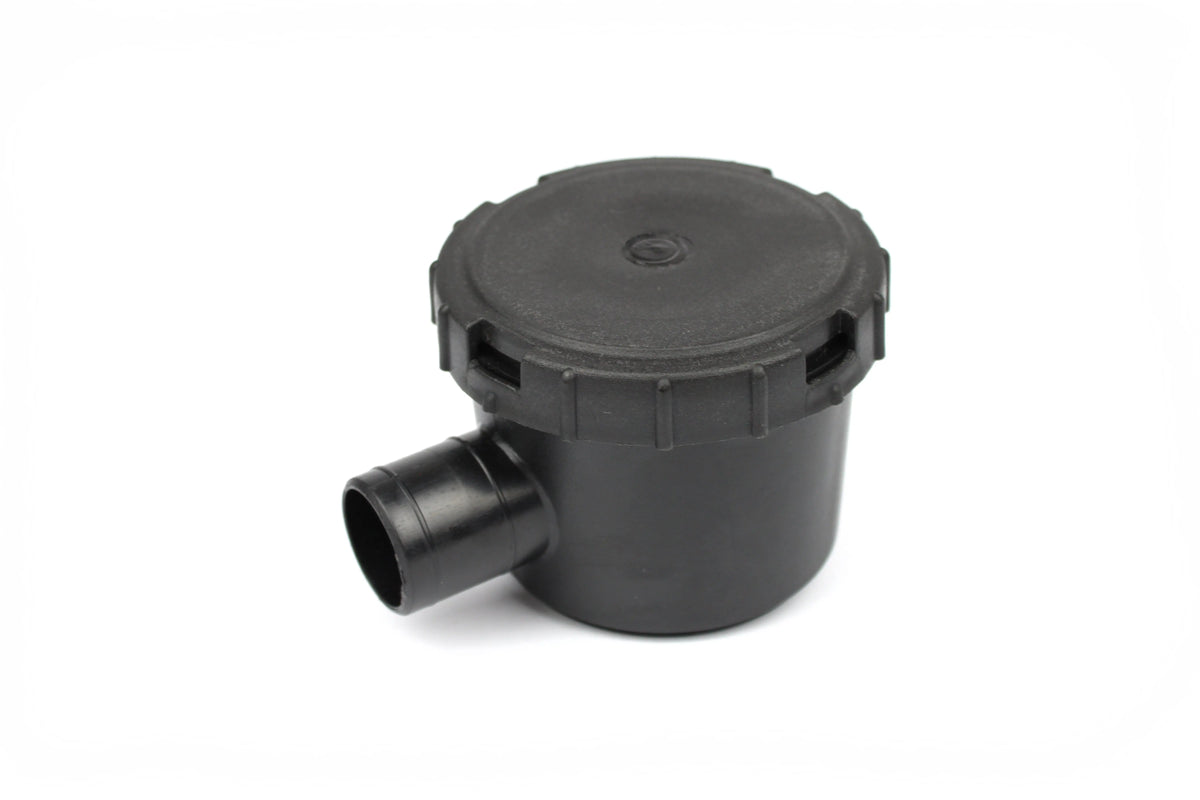 A black motorhome drain siphon.