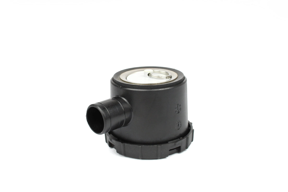 A black motorhome drain siphon.