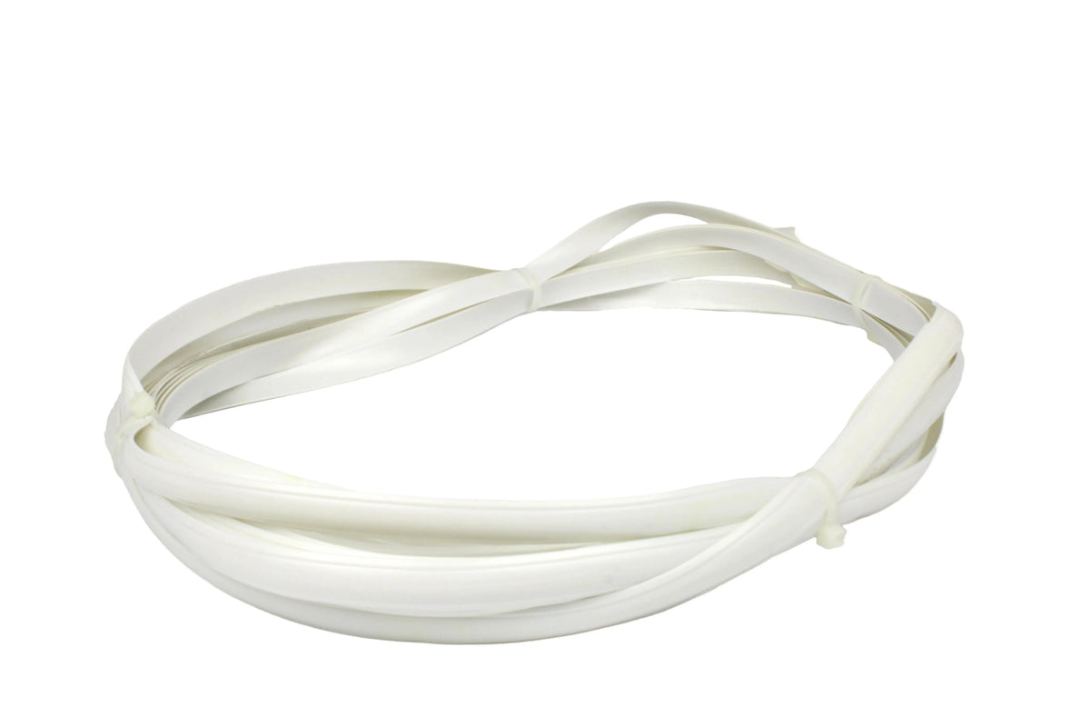 A white Dethleffs weatherstrip profile.