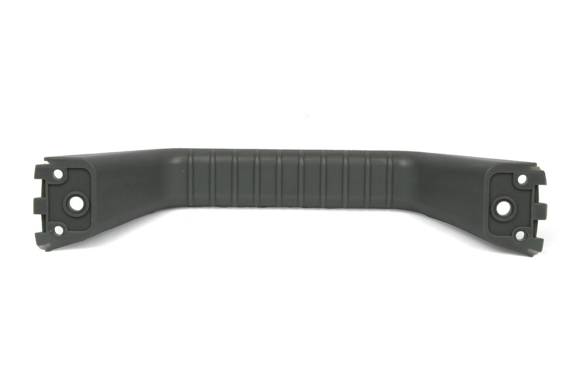 A grey Dethleffs motorhome bow type handle.