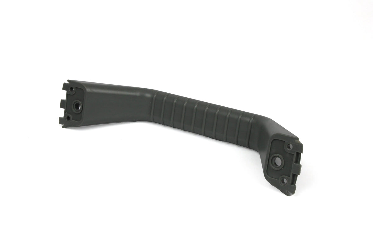 A grey Dethleffs motorhome bow type handle.