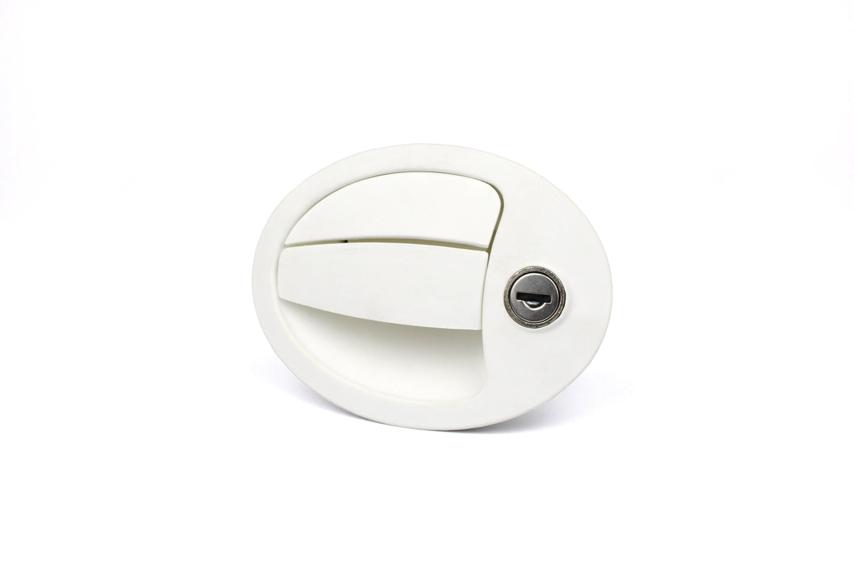 White door lock on a white background