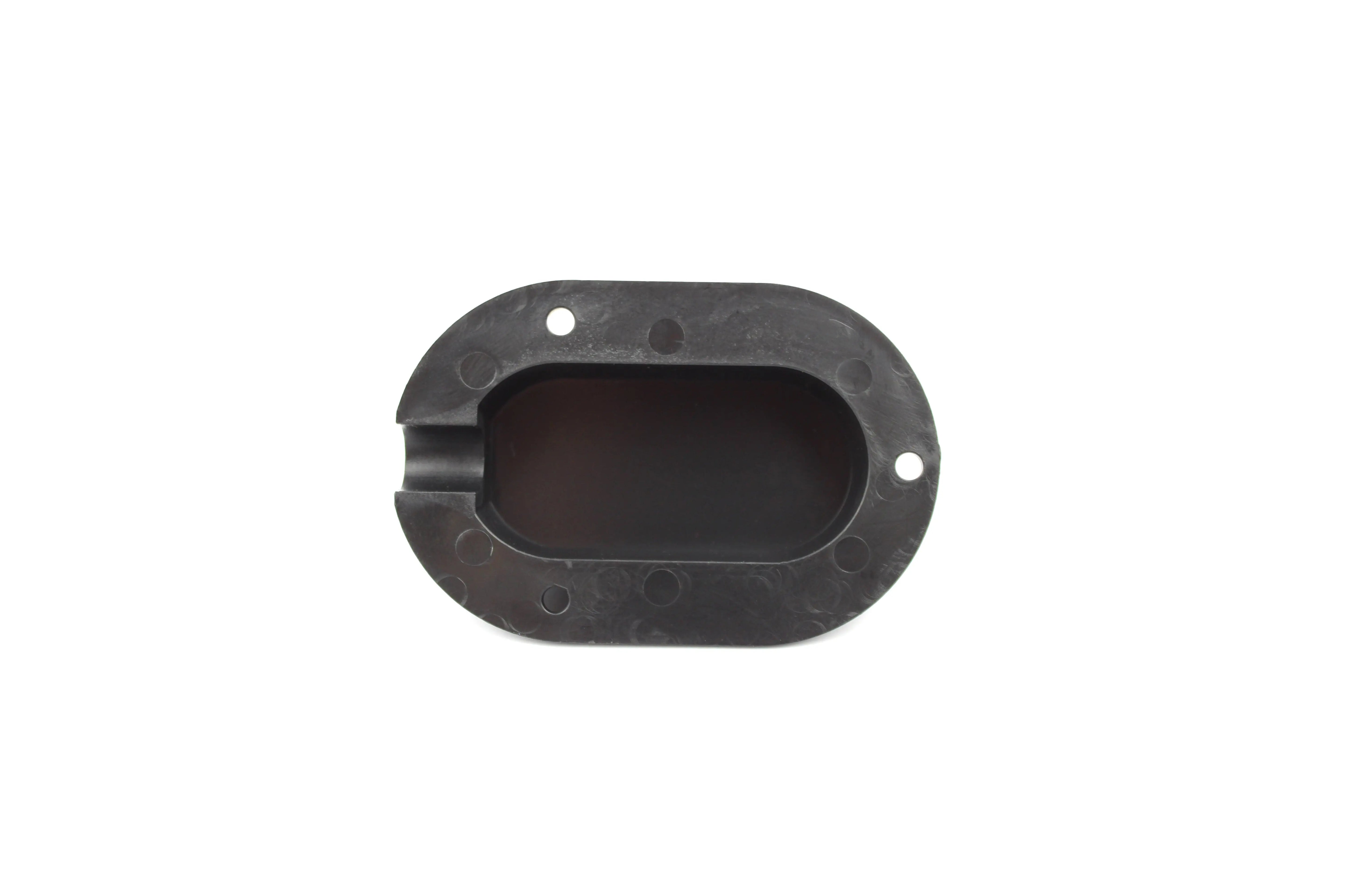 Black cable entry cover on white background