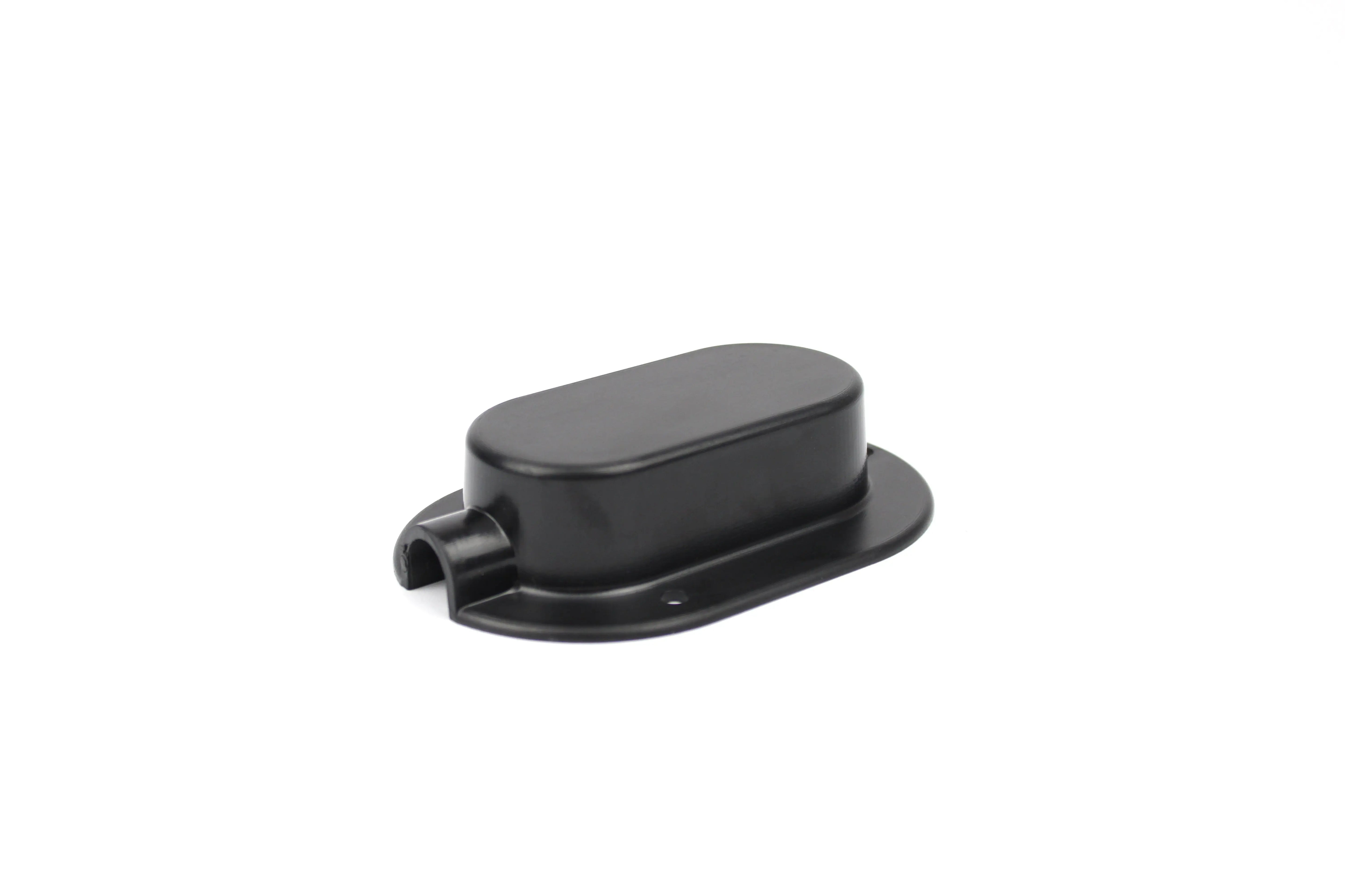 Black cable entry cover on white background