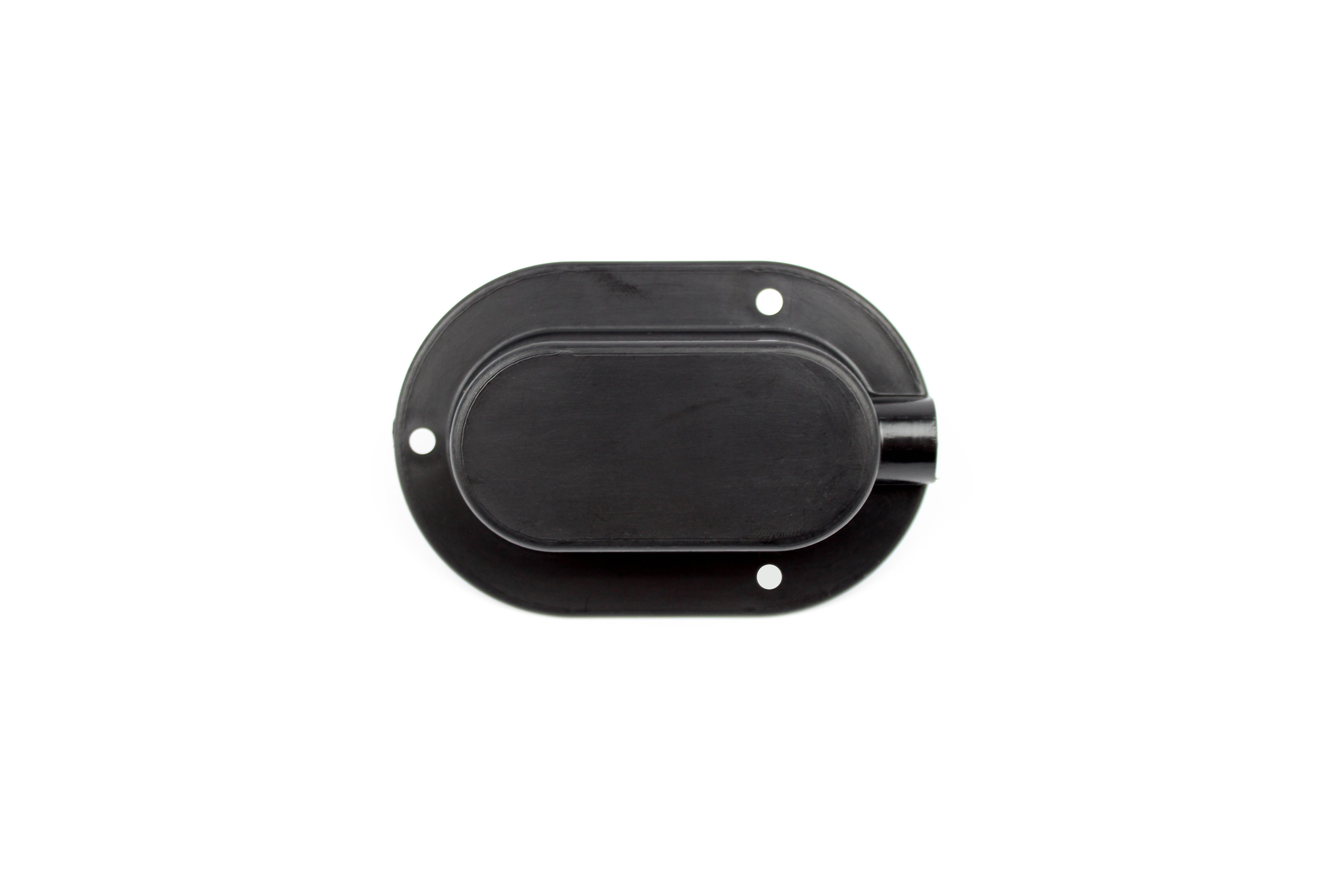 Black cable entry cover on white background