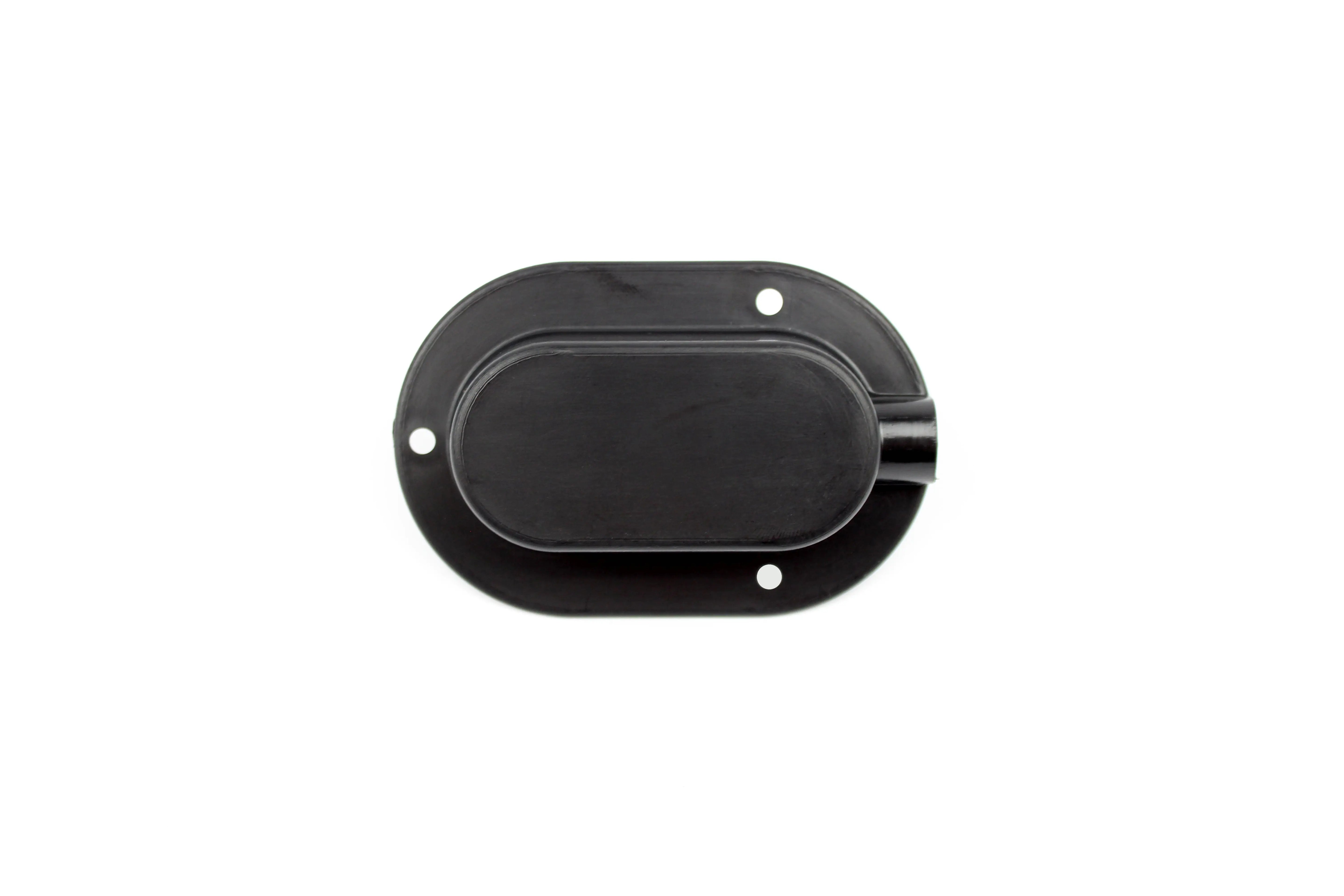 Black cable entry cover on white background