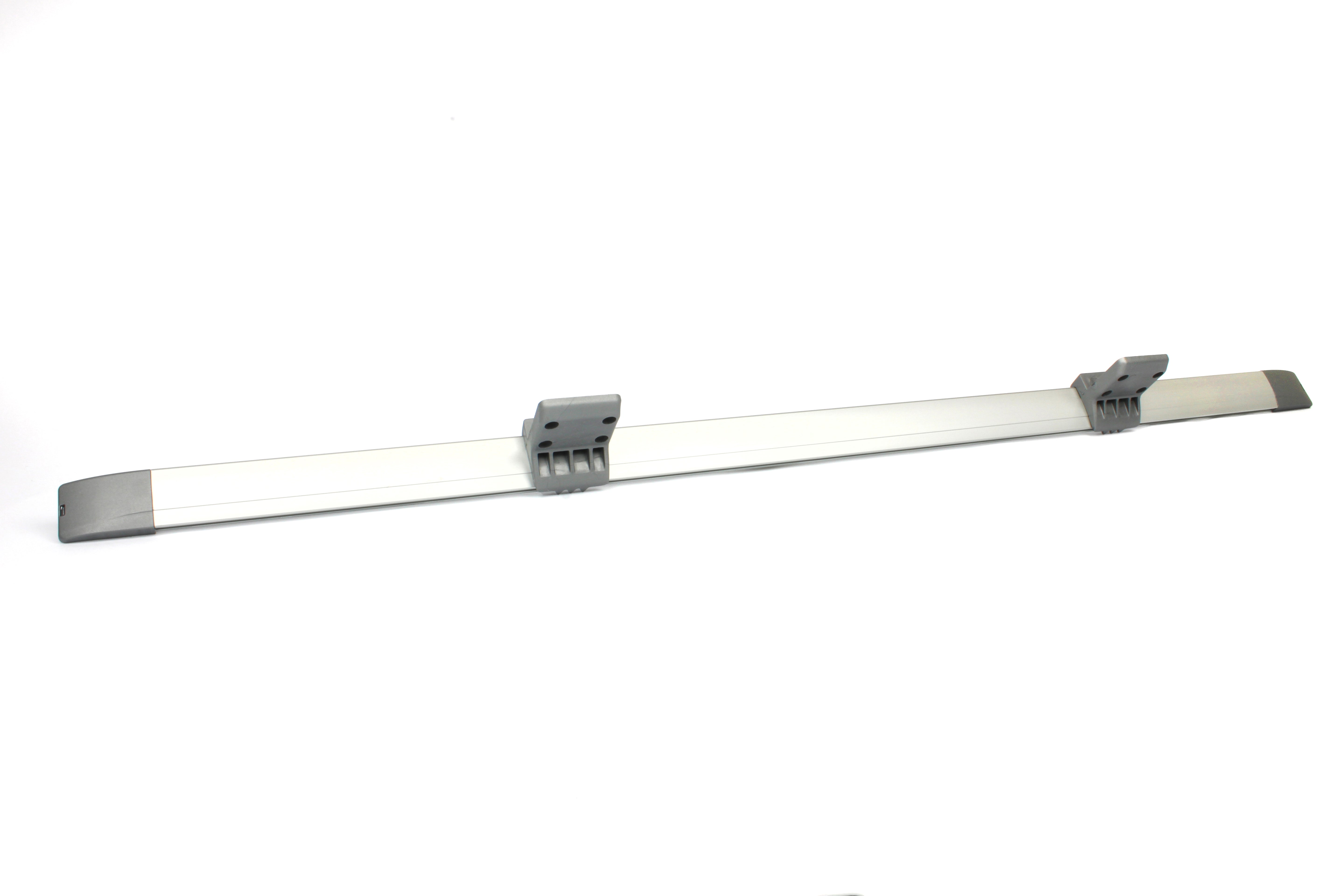Table rail with fixtures on white background
