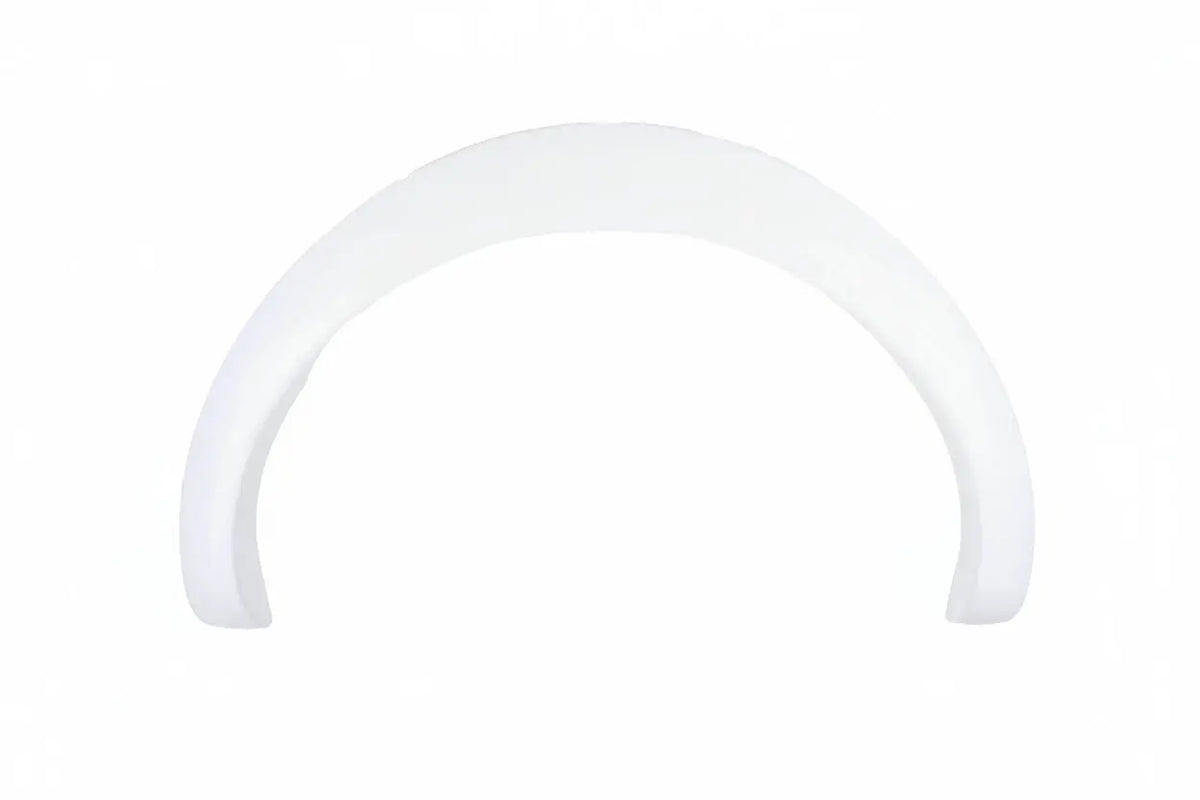 A white Dethleffs motorhome rear wheel arch trim.