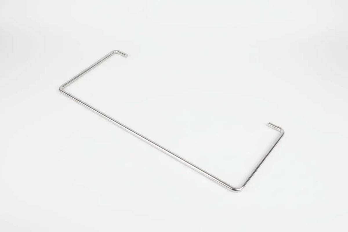 A silver Dethleffs motorhome clothes rack.