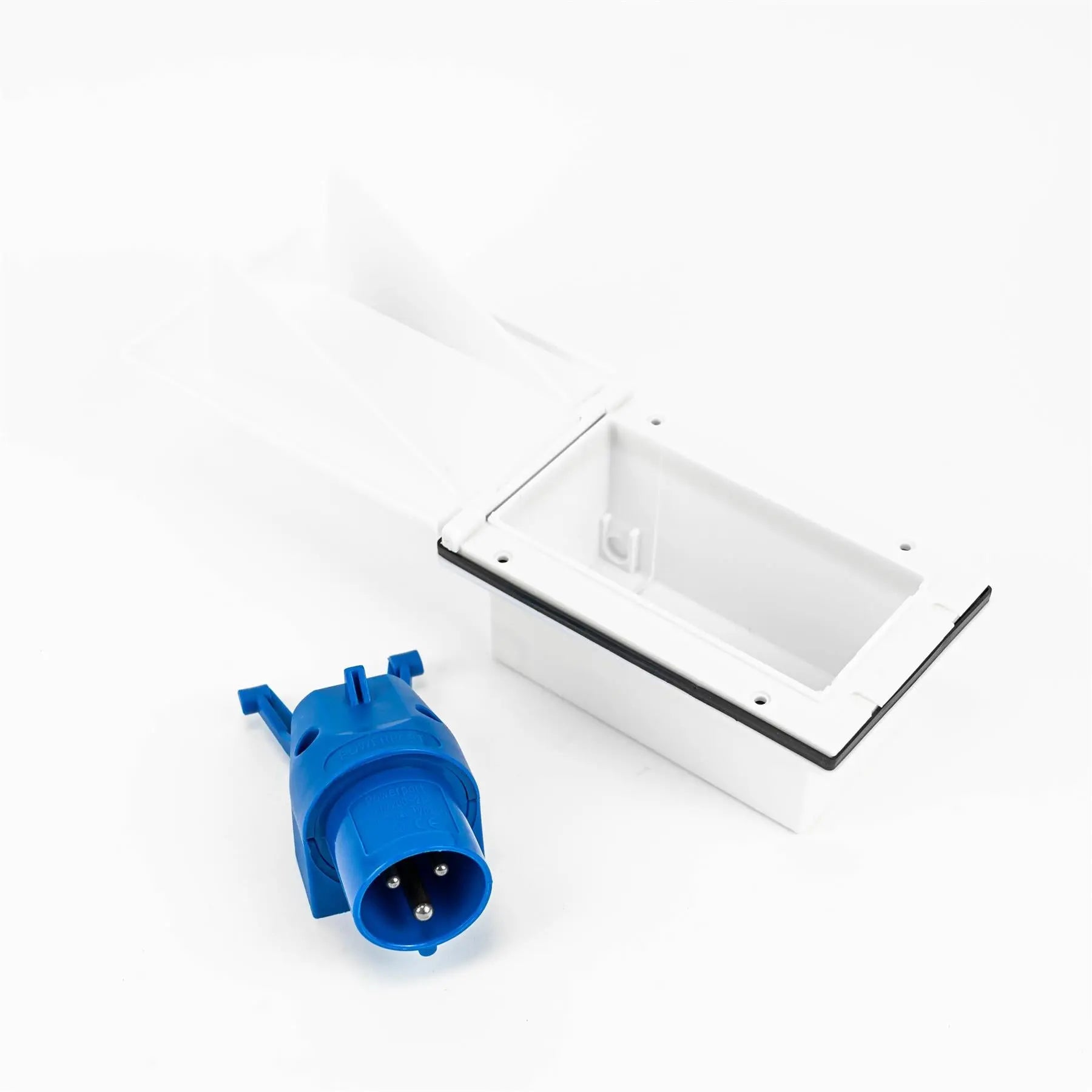 Flush Fitting 240V Inlet, Rectangular - White Powerpart