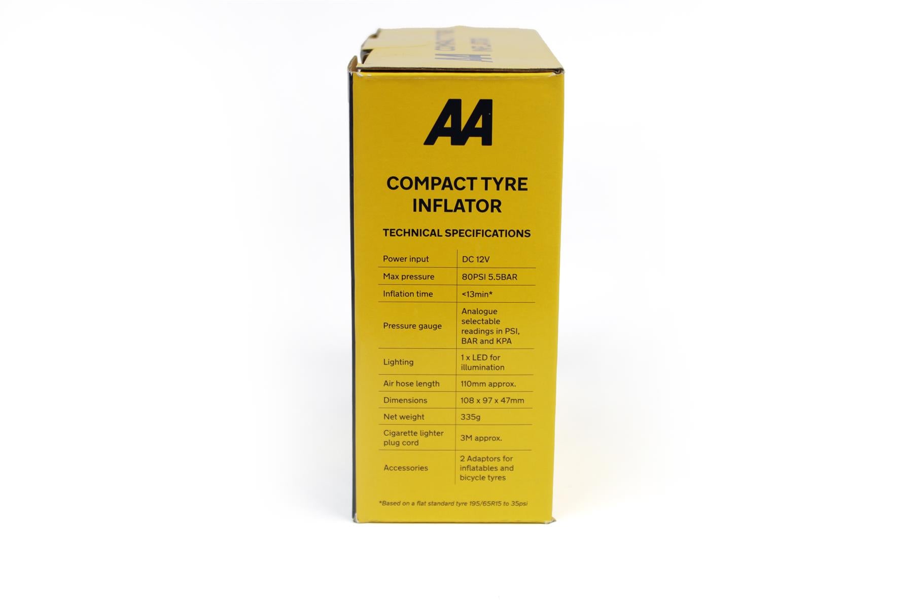 A black AA compact tyre inflator.