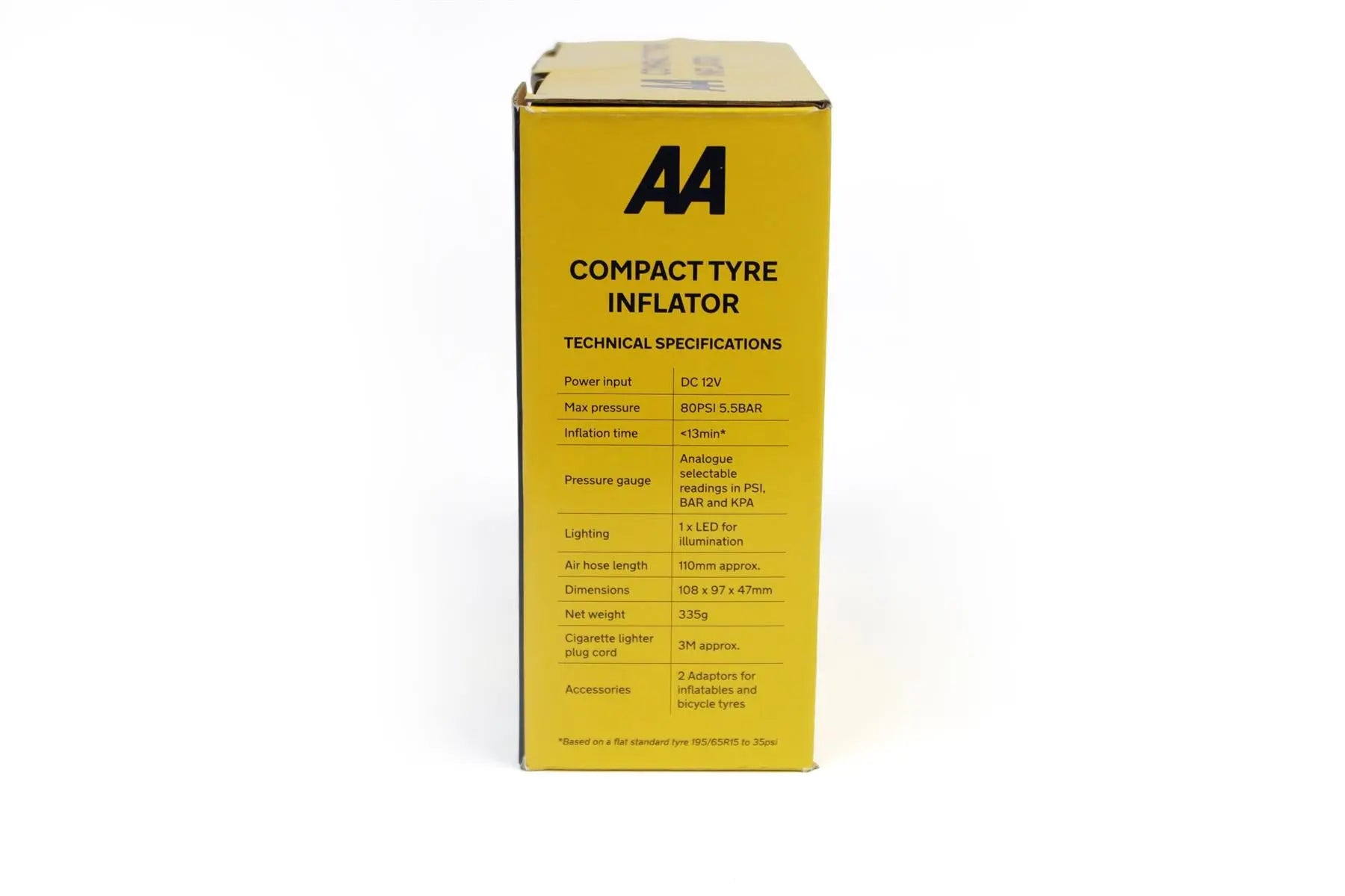 A black AA compact tyre inflator.