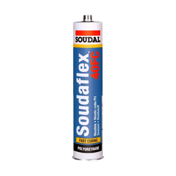 Soudal Soudaflex 40FC polyurethane sealant cartridge on a white background