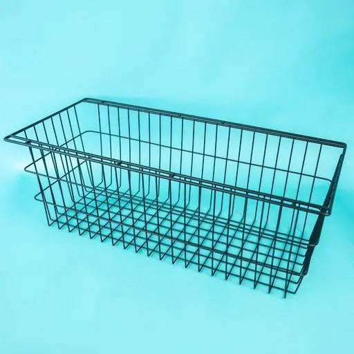 A black wire Dethleffs pull out basket with two black runners.