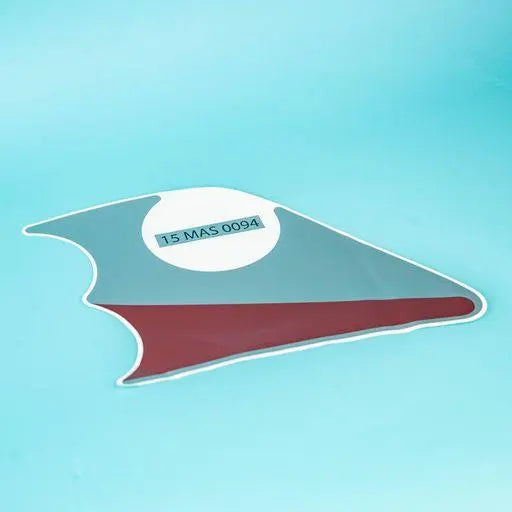 A grey and red vinyl decal for an Auto-Trail Imala motorhome offsideside light fixture.