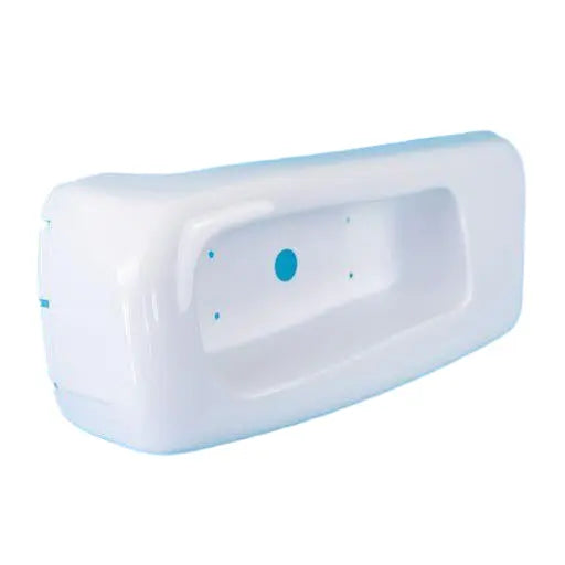 A white Elddis Autoquest motorhome nearside corner bumper.