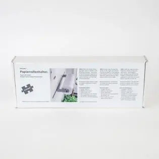 A brushed stainless steel Sunlight motorhome kitchen roll holder.