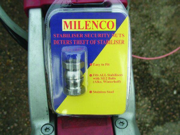 Milenco stabilising hitch anti-theft nuts for motorhome