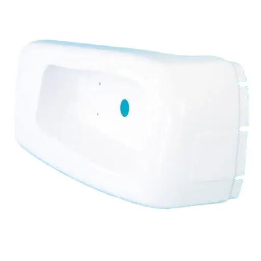 A white Elddis Autoquest motorhome offside corner bumper.