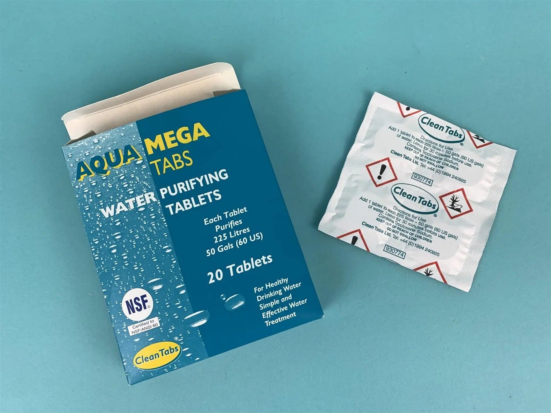 Aqua Mega Tabs Water Purifying Tablets, Pack 20 Clean Tabs