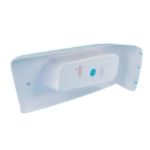 A white Elddis Autoquest motorhome nearside corner bumper.